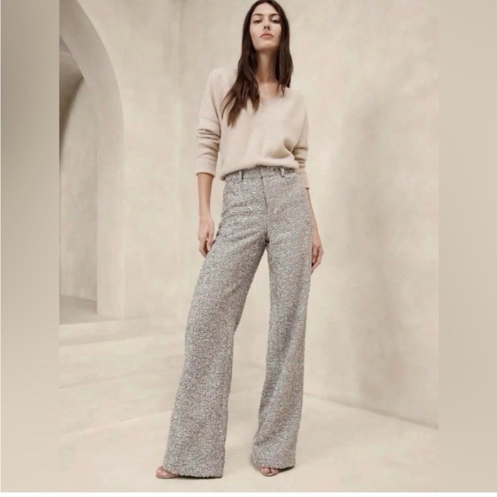 Banana Republic Coleta Tinsel Tweed Wide Leg Pants